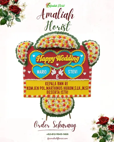 Karangan Papan Bunga Pernikahan di Samiranan